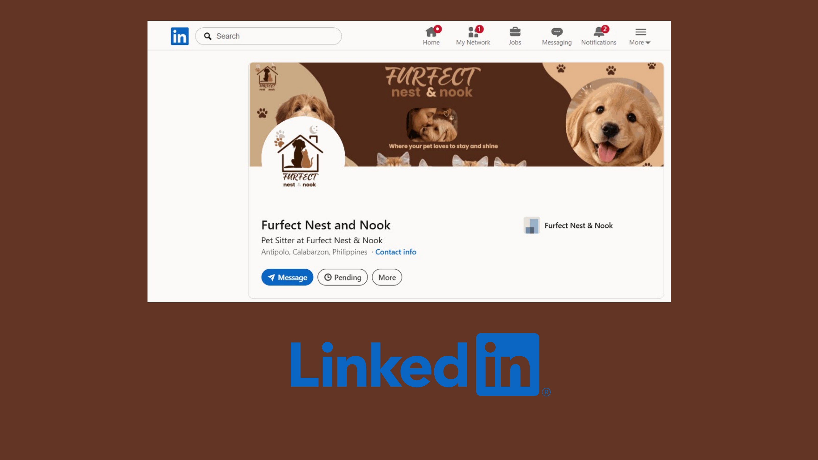 Furfect Nest & Nook social media profile deliverable